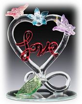 Glass Butterfly on Love Heart