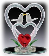 glass love birds figurines