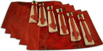 Red Silk Placemat Set