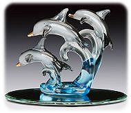 3 Dolphins Glass Figurine